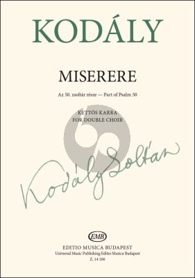 Kodaly Miserere (Part of Psalm 50) (Double SATB Chorus) (edited by Imre Sulyok)