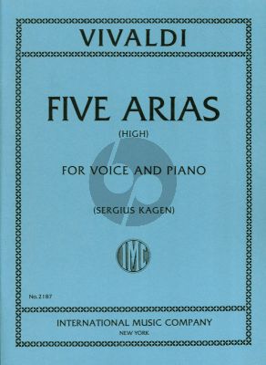 Vivaldi 5 Arias High Voice and Piano (Sergius Kagen)