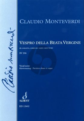 Monteverdi Vespro della Beata Vergine SV 206 Marienvesper SSAATTTTBB and Orchestra Vocal Score