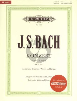 Bach Concerto a minor BWV 1041 Violin-Strings-Bc (piano red.) (Bk-Cd)