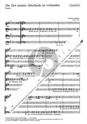 Bruhns Zeit meines Abschieds ist Vorhanden SATB und Orchester Chorpartitur (Herausgeber Dietrich Kruger - Erstausgabe)