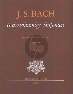 Bach 6 dreistimmige Sinfonien 3 Blockflöten (ATB/SAT) (BWV 791, 792, 794, 796, 799, 801) (Spielpartitur Martin Nitz)