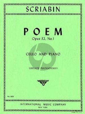 Scriabin Poem Op.32 No.1 for Violoncello and Piano (Edited by Gregor Piatigorsky)