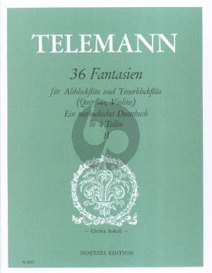 Telemann 36 Fantasien Vol. 2 Alt- und Tenorblockflöte (Flöte oder Violine) (Ein methodisches Duettbuch) (Christa Sokoll)