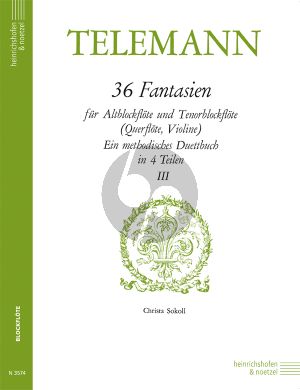 Telemann 36 Fantasien Vol. 3 Alt- und Tenorblockflöte (Ein methodische Duettbuch) (Christa Sokoll)