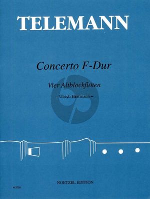 Telemann Konzert F-Dur 4 Altblockfloten (Partitur und Stimmen) (Herausgegeben von Ulrich Herrrmann)