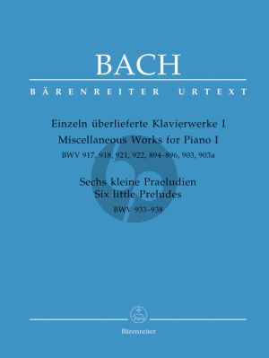 Bach Einzeln uberlieferte Klavierwerke Vol.1 (Urtext) der Neuen Bach-Ausgabe)