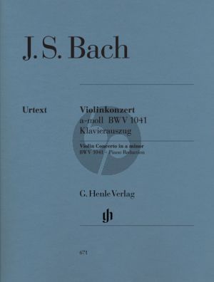 Bach Konzert a-moll BWV 1041 fur Violine und Klavier (Herausgebers Hans Eppstein und Johannes Umbreit) (Henle-Urtext)