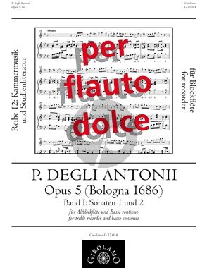 Antonii Sonaten Op.5 Vol.1 Sonaten 1-2 (Bologna 1686) Altblfl.-Bc