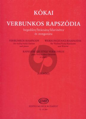 Kokai Verbunkos Rhapsody Violin [Viola/Clarinet] - Piano