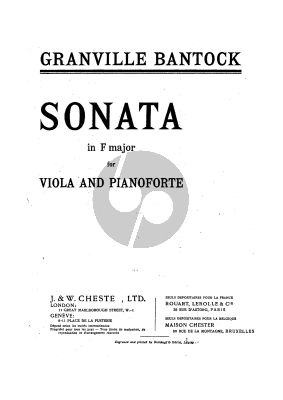 Bantock Sonata F-major for Viola and Piano
