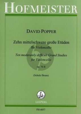 Popper Etuden Op. 76 Vol. 2 fur Violoncello (10 mittelschwere grosse Etuden als Vorstudien zur Hohen Schule) (Schulz