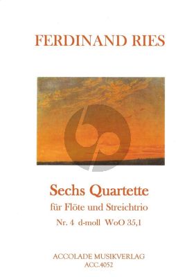 Ries Quartet No.4 d-minor WoO 35,1 for Flute and String Trio Score and Parts