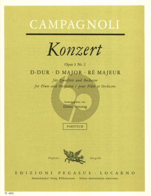 Campagnoli Konzert D-dur Op. 3 No. 2 Flöte und Orchester (Partitur) (Dieter Sonntag)