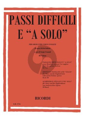 Passi Difficili e a Solo da Opere Liriche Vol.3 Oboe