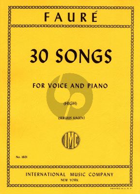 Faure 30 Songs for High Voice and Piano (Edited by Sergius Kagen) (French/English)