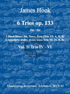 Hook 6 Trios Op.133 Vol.2 (No.4 - 6) 3 Blockfloten (ATB) (Partitur