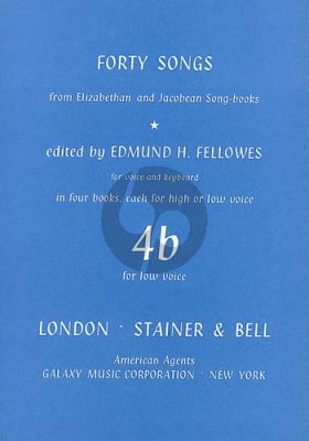 Album 40 Songs from Elizabethan and Jacobean Song Books Fellowes Vol.4B (Low Voice)