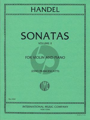 Handel 6 Sonatas Vol. 2 (No. 4 - 6) Violin and Piano (Zino Francescatti)