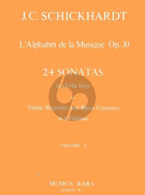 Schickhardt L'Alphabet de La Musique Op.30 - 24 Sonatas Vol.5 No.17-20 Treble Recorder and Bc (Edited by Paul J. Everett)