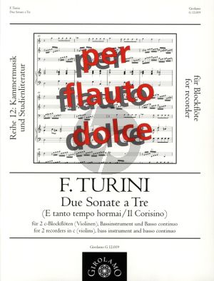 Turini Duo Sonate a tre 2 Sopr.Blockflöten [Vi.] -Bass Instr.- Bc (Score/Parts) (edited by Franz Müller-Busch)