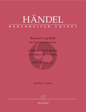 Handel Concerto g-moll Op.4 No.1 HWV 289 Orgel-Orch Partitur