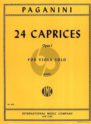 Paganini 24 Caprices Op.1 Viola (arr. L.Raby)