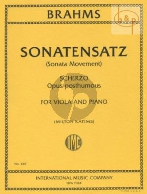 Brahms Sonatensatz (Scherzo) Op. Posth. Viola and Piano (edited by Milton Katims)