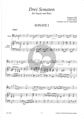 Ozi 3 Sonaten (Fagott und obligaten Bass) (Continuo von J.C. Dassonville)