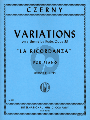 Czerny Variations La Ricordanza Op.33 (on a theme by Rode) (Isidor Philipp)