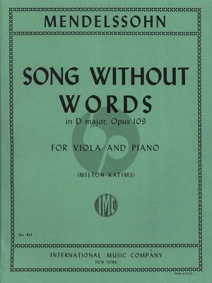 Mendelssohn Song without Words D Major Op.109 (Arr. Viola-Piano Milton Katims)