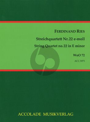Ries Quartet WoO 72 e-minor 2 Violins-Viola-Violoncello (Score/Parts) (Jurgen Schmidt)