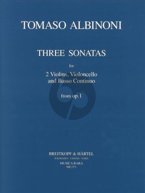Albinoni 3 Sonatas from Op.1 Vol.1 No.1 - 3 2 Violins-Violoncello and Bc (Score/Parts) (edited Martin Lutz)