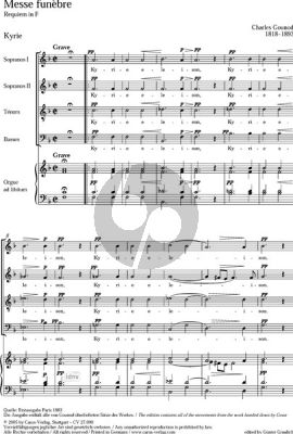 Gounod Messe Funebre CG 147b SSTB mit Orgel (Requiem in F)