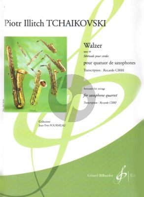 Tchaikovsky Walzer Op. 48 4 Saxophones (SATB) (Part./Parties) (transcr. Ricardo Cirri)