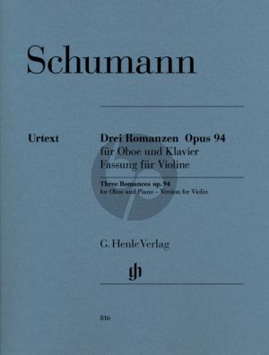 Schumann 3 Romanzen Op.94 Violine-Klavier (orig.Oboe) (Herausgeber Georg Meerwein) (Henle-Urtext)