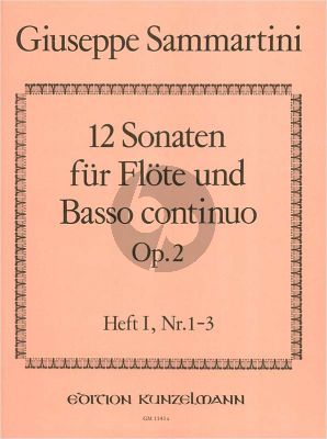 Sammartini 12 Sonaten Op.2 Vol.1 (No.1 - 3) Flöte-Bc (Istvan Mariassy)