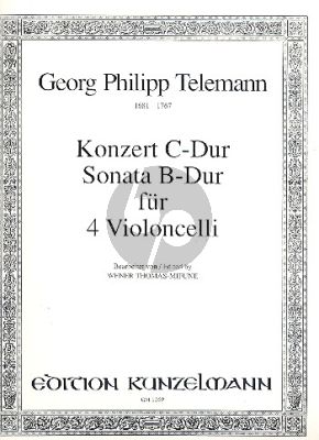 Telemann Concerto C-major and Sonata B-flat major (orig. 4 Violins) 4 Violoncellos (Parts) (Thomas-Mifune)