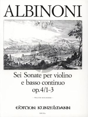 Albinoni 6 Sonaten Op.4 Vol.1 No.1 - 3 fur Violine und Klavier (Herausgeber Walter Kolneder)