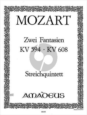 Mozart Fantasien KV 594/608 2 Vi.-2 Va.-Vc. (Stimmen) (Franz Beyer)