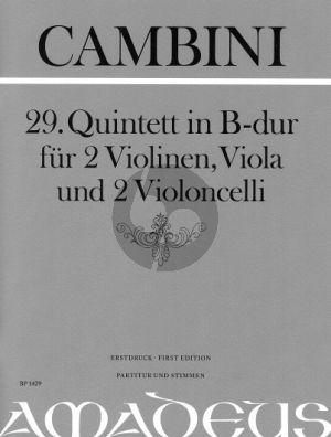 Cambini Quintet No.29 B-flat major 2 Violins-Viola-2 Violoncellos (Score/Parts) (Bernhard Pauler)
