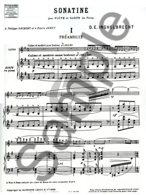 Inghelbrecht Sonatine en Trois Parties pour Flute et Harpe ou Piano
