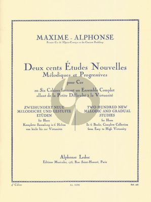 Alphonse 200 Etudes Nouvelles Melodiques Vol. 4 pour Cor (20 Etudes Difficiles)