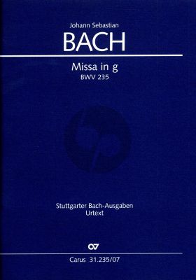 Bach  Missa g-minor BWV 235 Lutherische Messe Soli ATB, Coro SATB, 2 Ob, 2 Vl, Va, Bc Study Score (Carus)