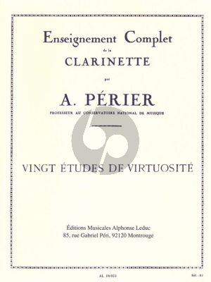 Perier 20 Etudes de Virtuosite pour Clarinette