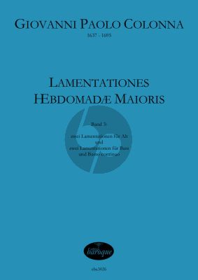 Colonna Lamentatione HEbdomadæ Maioris Band 3 Alt / Bass Stimme mit Bc