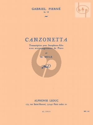 Pierne Canzonetta Op.19 Saxophone alto et Piano (Marcel Mule)