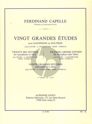 Capelle 20 Grandes Etudes Vol.1 No.1 - 10 Hautbois ou Saxophone (d'apres Sivori- A.Charpentier-Rode & Fiorillo)