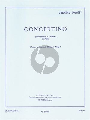 Rueff Concertino Op.15 Clarinette et Orchestre Reduction pour Clarinette et Piano
