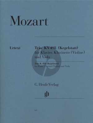 Mozart Trio KV 498 E-flat major (Kegelstatt) (Piano-Clar.[Bb][Vi.]-Viola) (Score/Parts) (edited Herrtrich/Theopold) (Henle-Urtext)